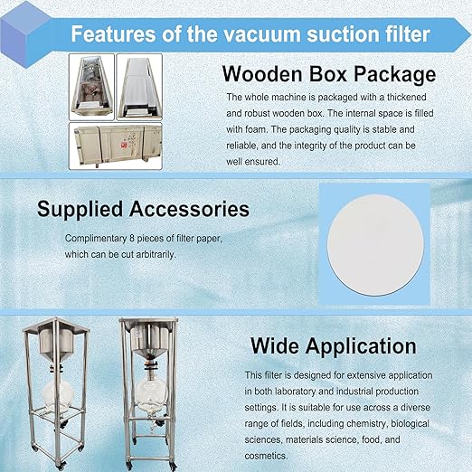 10L Vacuum Filtration System, Negative Pressure Suction Filter with Stainless Steel Buchner Funnel & Glass Filter Flask, Discharge Valve & Brake Casters, for Lab Chemical Industrial Use
