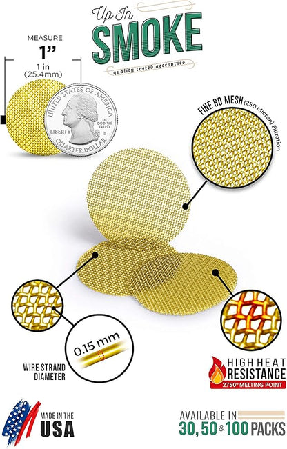 Made in The USA - 50 1 Inch (1") Brass Mesh Pipe Screen Filters