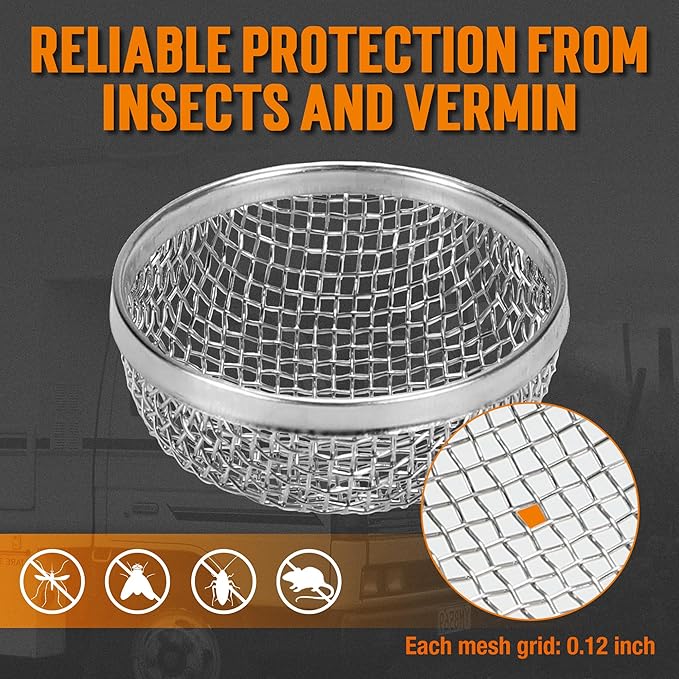 TONDA RV Furnace Vent Screen, Bug Screens Heater Vent Cover for Camper with Installation Tool and Silicone Rubber, 2.8 x 1.3 Inch, 2 Pack