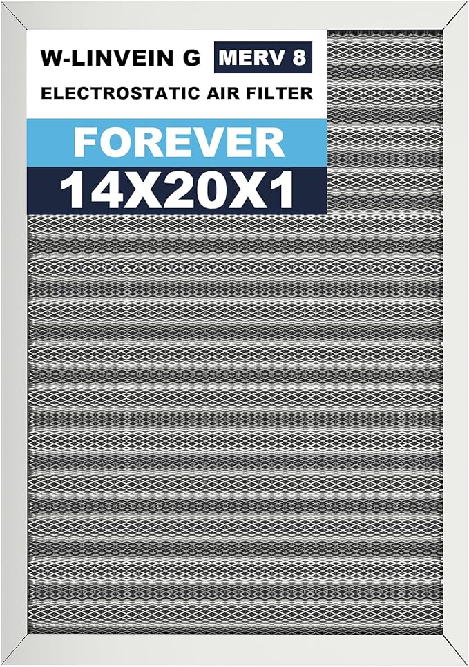 14x20x1 Reusable Air Filter, Electrostatic, Washable Lasts a Lifetime, Breathe Fresher Air in Home and Office HVAC AC Furnace Systems, Merv 8 (Actual Size: 13.69x19.8x0.82 Inch)