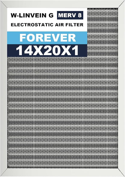 14x20x1 Reusable Air Filter, Electrostatic, Washable Lasts a Lifetime, Breathe Fresher Air in Home and Office HVAC AC Furnace Systems, Merv 8 (Actual Size: 13.69x19.8x0.82 Inch)