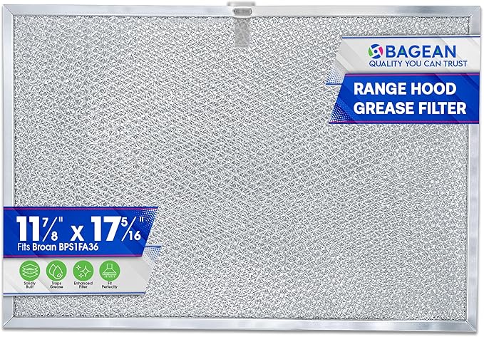 Bagean Stove Hood Vent Filter 11.8" x 17.35" BPS1FA36 Compatible with Broan Range Hood Filter Replacement - Fit's Allure Range Overhead Aluminum Screen - Blocks Grease & Filters Over Oven Air (1-Pack)