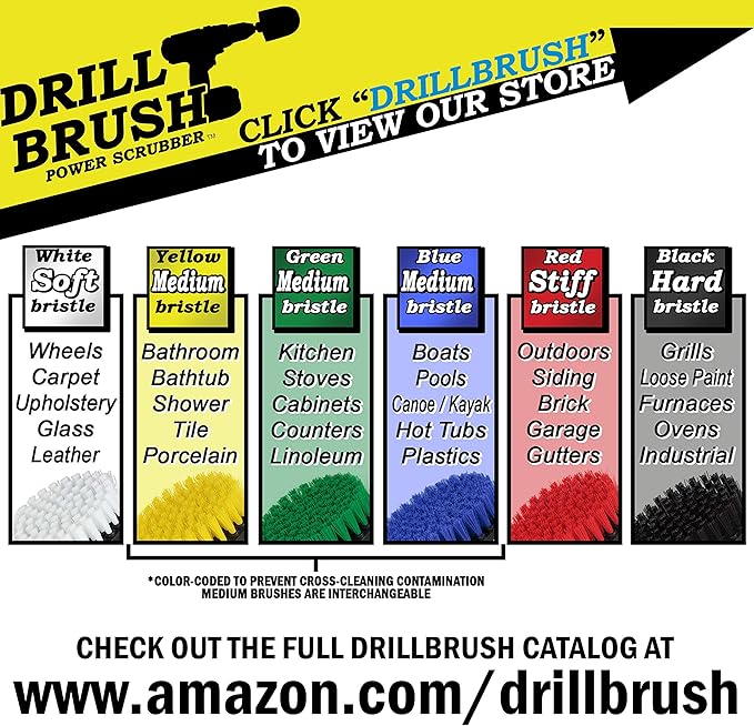 BBQ Grill and Smoker Cleaning Supplies - Nylon Grill Brush for Drill Set with Extension - Household Cleaning Electric Spin Scrubber - Industrial Cleaning Tools - Alternative to Wire Brush for Drill
