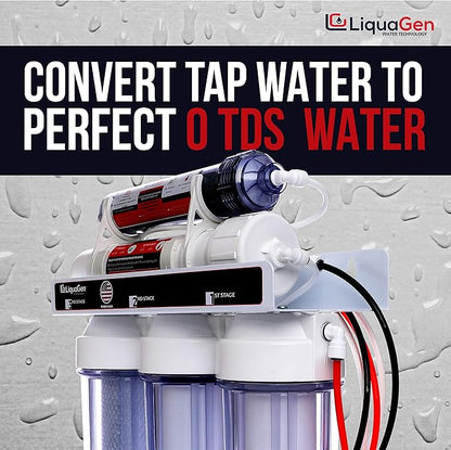 LiquaGen- 5 Stage Reverse Osmosis & Deionization (RODI) | Aquarium Reef Water Filter System - 75 GPD | Water Purifier for Fish Tank with Filter's Included