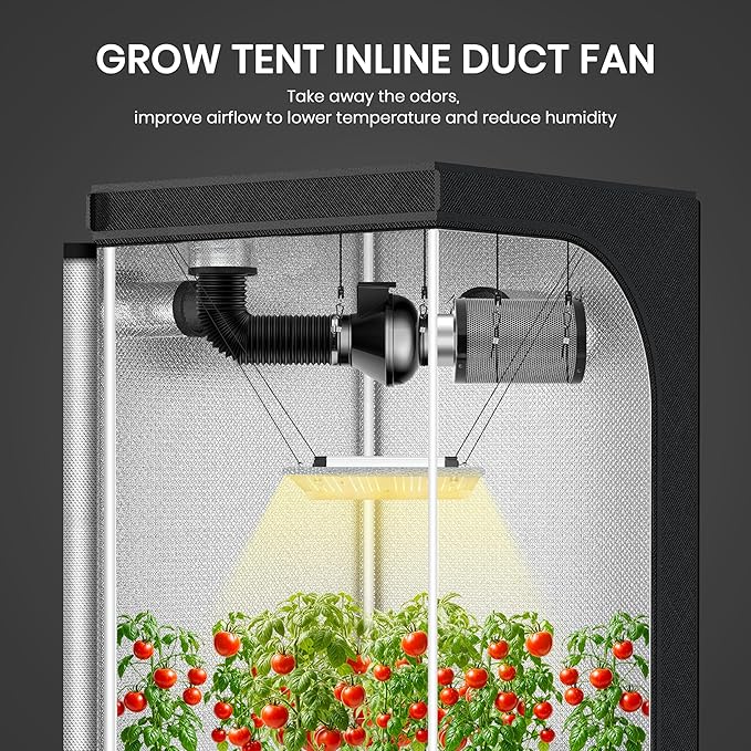 InfiniPower 4 Inch 230 CFM Inline Ventilation Fan, 4" Black Air Carbon Filter and 4 Inch 8 Feet Aluminum Ducting, Combo for Grow Tent, Greenhouse, Kitchen, Attic, Black