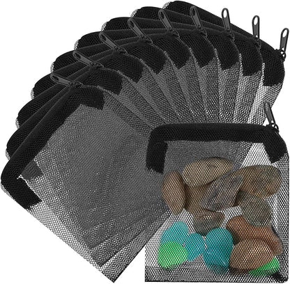 10PCS Aquarium Filter Media Bags, 3x4 Inch Fish Tank Media Mesh Filter Bags, Reusable Mesh Filters Bag for Activated Carbon, Filter-Stones and Ceramic Rings, Black Mesh-Net Filters Bag with Zipper