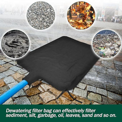 4 x 6ft Large Dewatering Bags with Drawstring Dewatering Filter Bag Silt Oil Sludge Sediment Filter Bag Non Woven Geotextile Fabric Filter Bags for Construction Sites Dredging