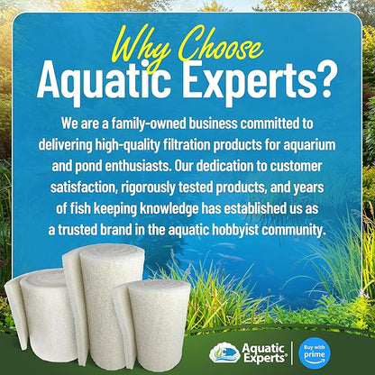 Aquatic Experts Classic Koi Pond Filter Pad FINE - White Bulk Roll Pond Filter Media, Ultra-Durable Pond Filters for Outdoor Ponds, Reusable Fish Pond Filter Material, USA, (3/4" - 1" x 18" x 72")