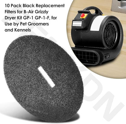 10-Pack Replacement Filters Compatible with B-Air Pet Dryer Airmovers GP-1, GP-1-F Grizzly, for Use by Pet Groomers and Kennels