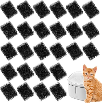 30 PCS Replaced Foam Filters, Pet Fountain Replacement Filters Cat Water Fountain Filters Foam Filters for Compatible with Wireless Pump Pet Water Fountain