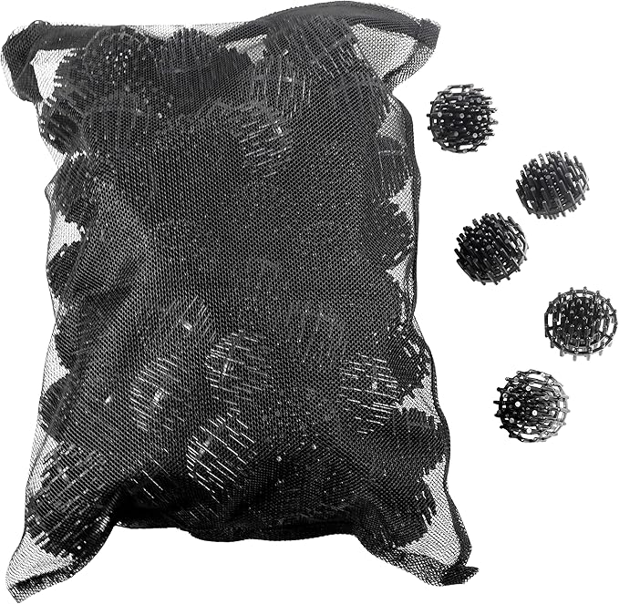 HQRP 100 pcs Bio Balls Filter Media 1.5 Inch - Large Bio Ball for Aquarium, Pond, Waterfall, Fountain Filter Media in Mesh Bag with Zipper
