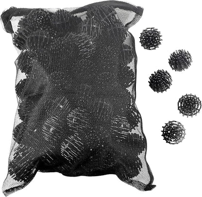HQRP 100 pcs Bio Balls Filter Media 1.5 Inch - Large Bio Ball for Aquarium, Pond, Waterfall, Fountain Filter Media in Mesh Bag with Zipper