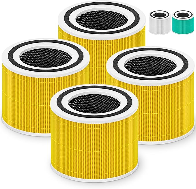 240 True HEPA 14 Pet Allergy Replacement Filter Compatible with Puroair 240, 3-in-1 True HEPA Filter Replacement, Grade True HP-14 with Activated Carbon Filter, 4 Pack, Yellow