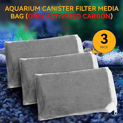 3 Pack 8 Oz Pro-C Aquarium Canister Filter Media Bag (Only Activated Carbon) for Penn-Plax Cascade Filter Parts, Also fits Eheim ECCO, Eheim Pro/Pro II, AquaClear 500 and FilStar Canisters