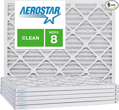 Aerostar 10x24x1 MERV 8, Pleated Air Filter, 10x24x1, Box of 6, Made in the USA