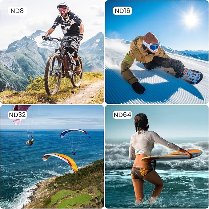 Walking Way CPL & ND Filter Set Compatible with DJI Osmo Action 5 Pro/Action 4-5 Pack (CPL, ND8/ND16/ND32/ND64),Multi-Coated/Aluminum Frame