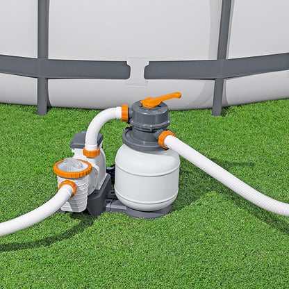 Bestway 58498E Flowclear 1500 Gallon Sand Filter Pool Pump for Above Ground 300 to 11,200 Gallon Swimming Pools with Adapter (Sand is Sold Separately)
