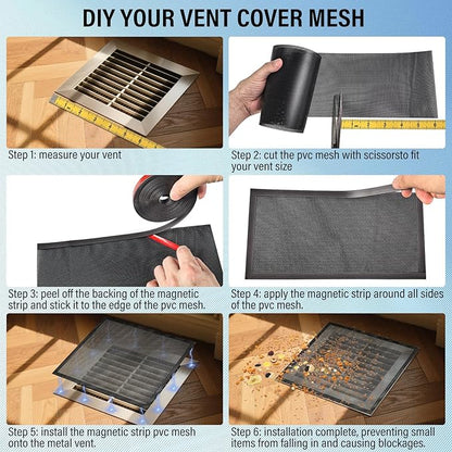 39x12 inch Customizable DIY Floor Vent Covers, Magnetic PVC Vent Mesh for Wall, Ceiling & Home Floor, PC Case Dust Mesh Filter