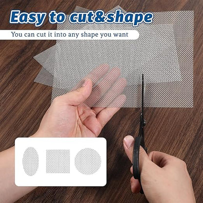 6 Pack 8.27 x 5.9 Inch Stainless Steel Wire Mesh Screen, 20 Mesh Woven Metal Wire Net for DIY Projects, Vent, Cage, Garden, Window, Easy to Cut and Resistant to Rust, Prevents Rodents from Enter