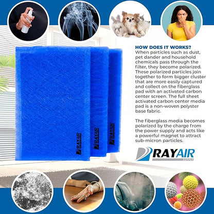 RAYAIR SUPPLY 12x12 Replacement Filter Pads Compatible with Dynamic Air Cleaner (3 Pack) (12x12)