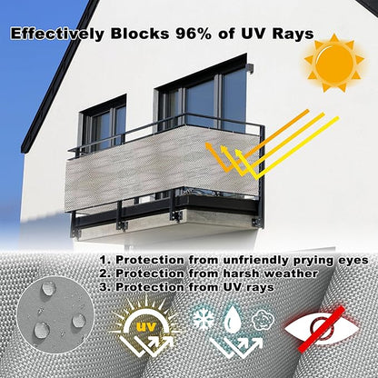 Balcony Privacy Screen 4.3' x 65.6' Heavy Duty 165 GSM HDPE Outdoor Privacy Screens, Includes Cable Ties for Carport, Fence, Patio, Apartment, Backyard, Balcony, Weaving Pattern