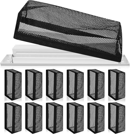Zonon 12 Pcs 6 x 10 Inch Floor Register Cover Trap Vent Screen for Home Vent Mesh Elastic Band Filter Floor Register Trap Keeps Pet Hair,Food Out(Black)