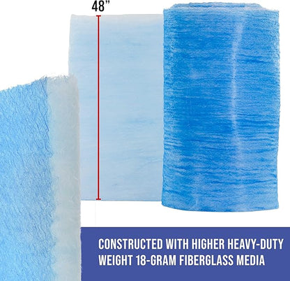 Master Airbrush Elite Paint Spray Booth Exhaust Filter Roll 48" x 200' - 18 Gram Heavy-Duty Fiberglass Paint Arrestor for Filtering Overspray Particles in Auto Body Shops & Refinish Booths