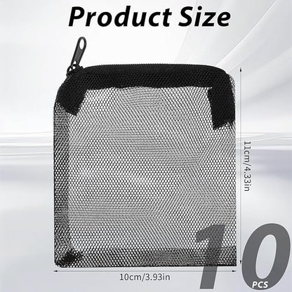 10PCS Aquarium Filter Media Bags, 3x4 Inch Fish Tank Media Mesh Filter Bags, Reusable Mesh Filters Bag for Activated Carbon, Filter-Stones and Ceramic Rings, Black Mesh-Net Filters Bag with Zipper