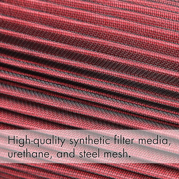 Cartman Clamp-On Engine Air Filter, Fit Intake Tube with 3/3.5/4in Diameter, Premium High Performance Replacement Filter, Washable and Reusable, Round Tapered, Red