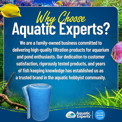 Aquatic Experts Classic Bonded Aquarium Filter Pad -24 Inches by 72 Inches by .75 Inch - Blue and White Aquarium Filter Media Roll Bulk Can Be Cut to Fit Most Filters, Made in USA (24" x 72")