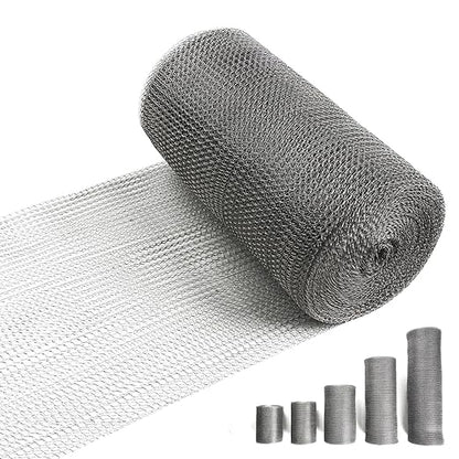 8" X 50 ft 304 Stainless Steel Mesh, Wire Mesh for Plants, Hole Fill Fabric Gap Blocker, Double Layer Metal Mesh Roll, Flexible Stretchy for Garden House and DIY (E-8" X 50 ft)