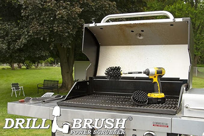 BBQ Grill and Smoker Cleaning Supplies - Nylon Grill Brush for Drill Set with Extension - Household Cleaning Electric Spin Scrubber - Industrial Cleaning Tools - Alternative to Wire Brush for Drill