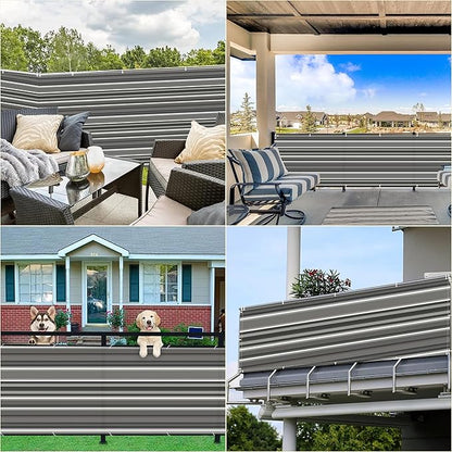 Privacy Fence 4.9' x 23' UV Protection (HDPE) Weather-Resistant Patio Privacy Screen, with Grommets, for Deck Pool Fence Railings Apartment, Black White Stripes