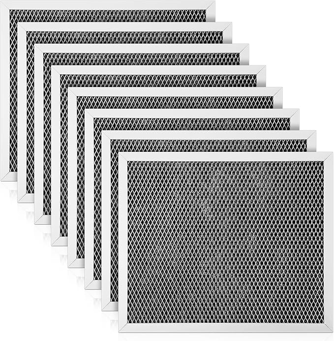 Baquler Range Hood Filter Compatible with Broan Nutone 97007696 Range Hood Replacement Filter Stove Vent Aluminum Mesh Charcoal for Kitchen Air(8 Pcs)