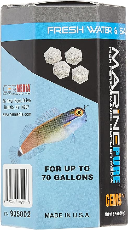 CerMedia MarinePure Marine Pure Biofilter Media Gems - 90g, Tan (905002)