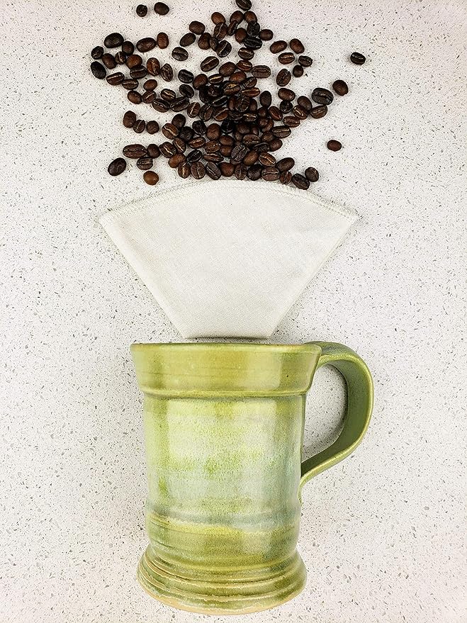 Cloth Reusable Cone Coffee Filter (Size #4) - Made in Canada of Hemp and Organic Cotton - Zero Waste, Eco-Friendly, Natural Filter for Drip Coffee Makers