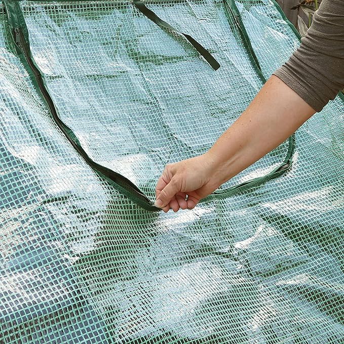Sunnydaze Outdoor Portable Mini Cloche Greenhouse with 2 Zipper Doors - Green