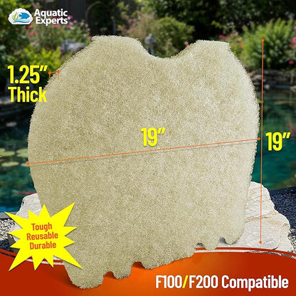 Aquatic Experts Beige COARSE Pond Filter Pad - 1.25 inch Thick - Compatible with Savio Livingponds RF001 Top Pad - Made in USA (19" x 19" - 3 Pack)